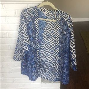 Patterned silky kimono cardigan